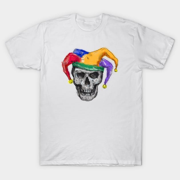 Jester Skull Laughing Tattoo T-Shirt by Protshirtdesign